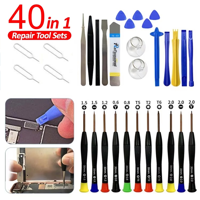 Laptop Open Accessories - 40-in-1 Präzisions-Schraubendreher-Reparaturwerkzeug-Set für Handy, Tablet, PC,